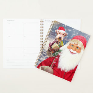 Père Noël w Cadeaux de Noël Airedale Chien