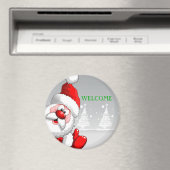 Père Noël WELCOME Round Magnet (In Situ (Lave-vaisselle))