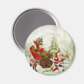 Père Noël Woodland Stop - Reindeer & Sleigh Magnet (Recto/Verso)