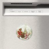 Père Noël Woodland Stop - Reindeer & Sleigh Magnet (In Situ (Lave-vaisselle))