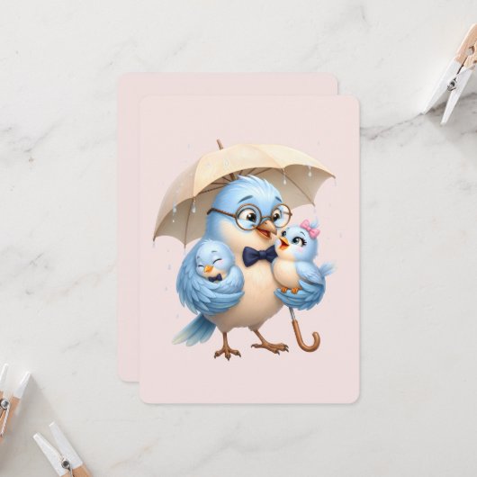 Père Oiseau Carte pliée (Devant/Arrière en situation)