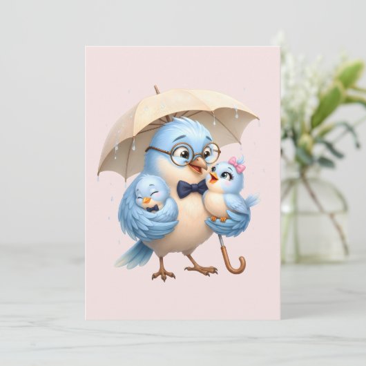 Père Oiseau Carte Pliée Pour Papa (Debout devant)