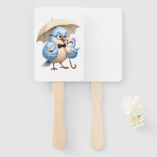 Père Oiseau Éventail Manuel Cadeau Papa (Devant et derrière)