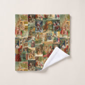 Père victorien Noël avec enfants Collage (Gant de toilette)