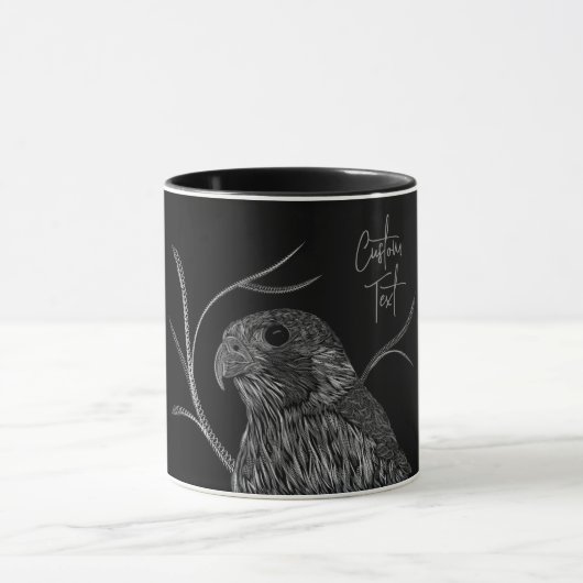 Peregrine Falcon in boomtakken met handschrift Mok (Midden)