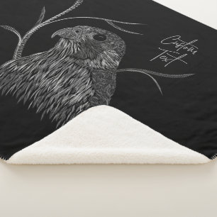 Peregrine Falcon in boomtakken met handschrift Sherpa Deken
