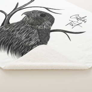 Peregrine Falcon in boomtakken met handschrift Sherpa Deken