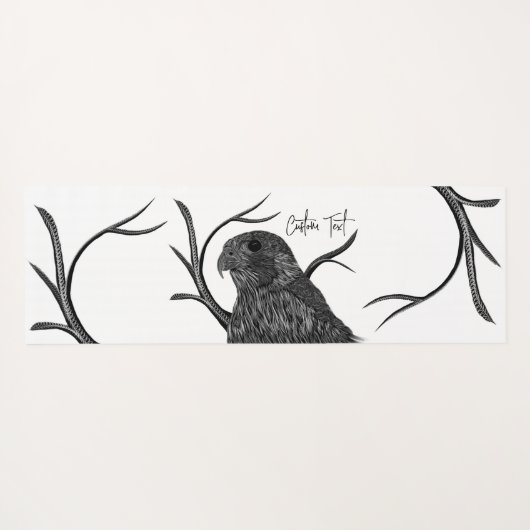 Peregrine Falcon in boomtakken met handschrift Yogamat (Achterkant (horizontaal))