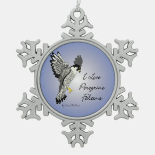 Peregrine Falcon pewter snewflake-versiering Tin Sneeuwvlok Ornament