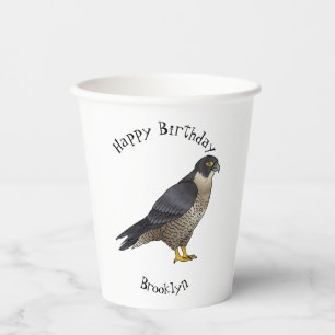 Peregrine falcon-vogelschilderij cartoon papieren bekers