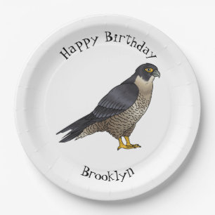 Peregrine falcon-vogelschilderij cartoon papieren bordje