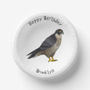 Peregrine falcon-vogelschilderij cartoon papieren kommen