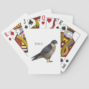 Peregrine falcon-vogelschilderij cartoon pokerkaarten