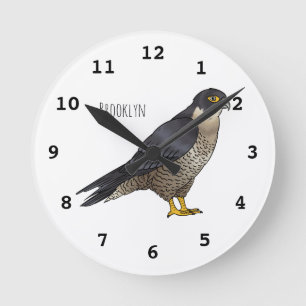 Peregrine falcon-vogelschilderij cartoon ronde klok