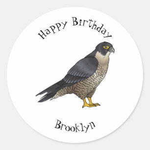 Peregrine falcon-vogelschilderij cartoon ronde sticker