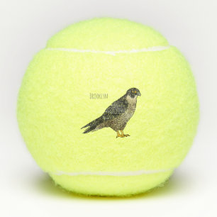 Peregrine falcon-vogelschilderij cartoon tennisballen