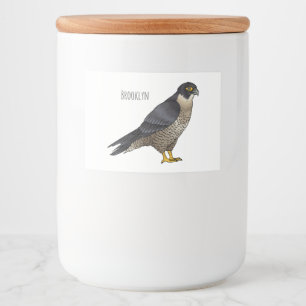 Peregrine falcon-vogelschilderij cartoon voedselcontainer etiket