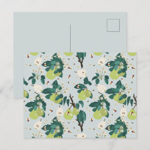 Peren en bijen in een botanische bloementuin feestdagenkaart