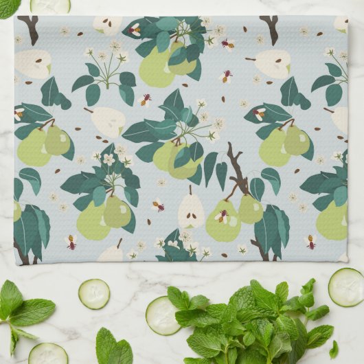 Peren en bijen in een botanische bloementuin theedoek (Gevouwen)