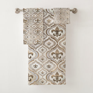 Peren en goud, van de variëteit "Fleur-de-lis" Bad Handdoek