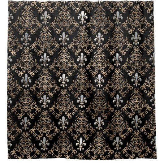 Peren en goud, van de variëteit "Fleur-de-lis" Douchegordijn (Voorkant)