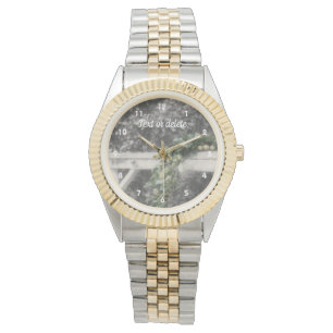 Peren en Hitching Post Black White, gepersonalisee Horloge