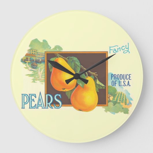 Peren krat Art Wall Clock Grote Klok (Voorkant)