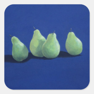 Peren op een blauwe doek vierkante sticker