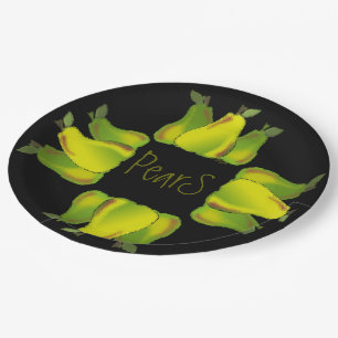 Peren Peren Fruit Fruit Ontwerp Digitale Grafiek Papieren Bordje