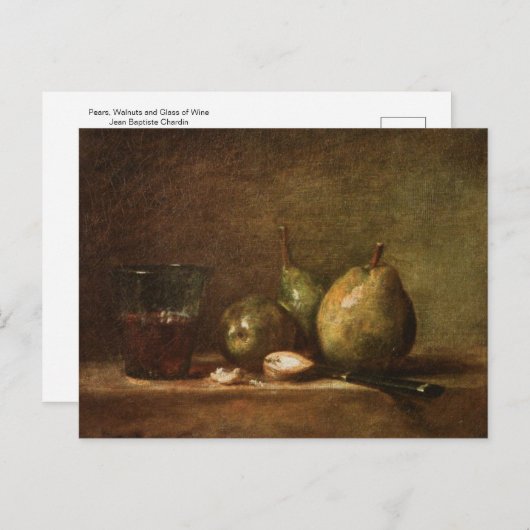 Peren, walnoten en glas wijn van Jean Chardin P Briefkaart (Voorkant / Achterkant)