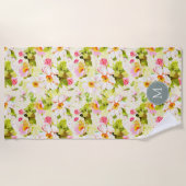  perenmonogram Rozen perenmoer Strandlaken (Voorkant)