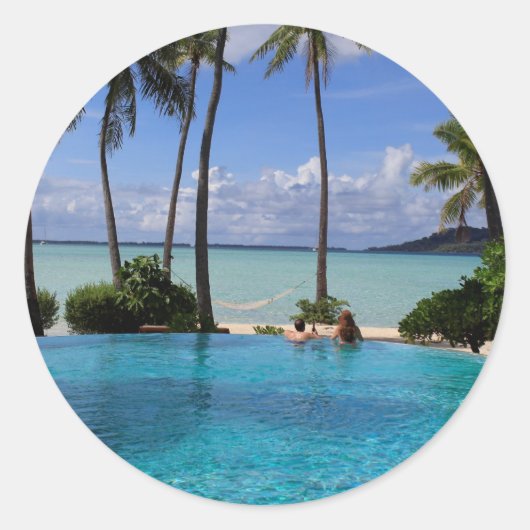 Perfct Infinity Pool on Vanilla Island Ronde Sticker (Voorkant)