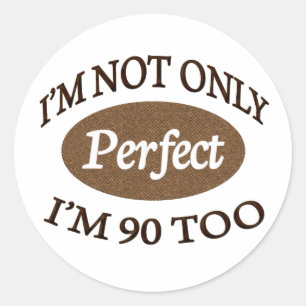 Perfect 90 jaar oud ronde sticker