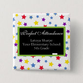 Perfect Attendance Star Vierkante Button 5,1 Cm (Voorkant)