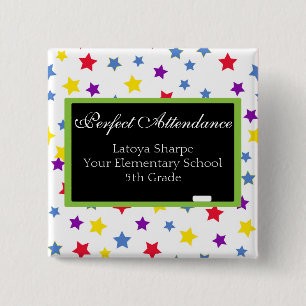 Perfect Attendance Star Vierkante Button 5,1 Cm