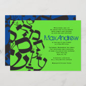 PERFECT BALANCE Neon Bar Bat Mitzvah Uitnodiging (Voorkant / Achterkant)