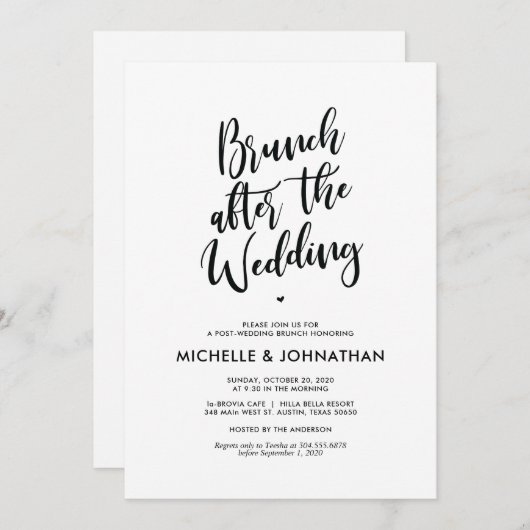 Perfect Calligraphy Post Mariage Brunch Invitation (Devant / Derrière)
