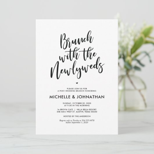 Perfect Calligraphy Post Mariage Brunch Invitation (Debout devant)