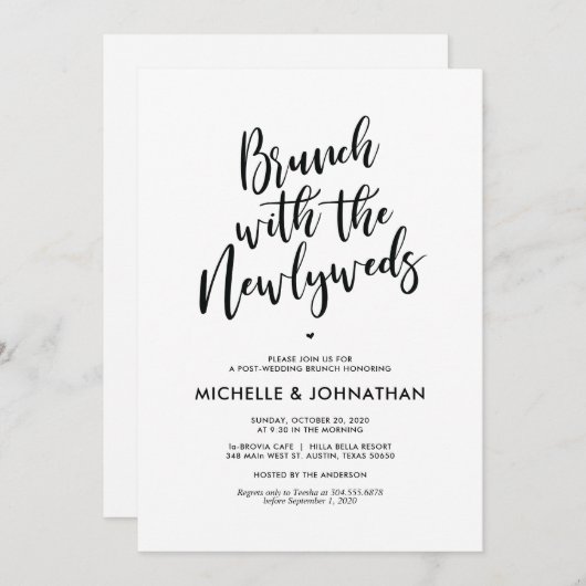 Perfect Calligraphy Post Mariage Brunch Invitation (Devant / Derrière)