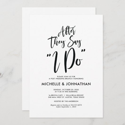 Perfect Calligraphy Post Mariage Brunch Invitation (Devant / Derrière)