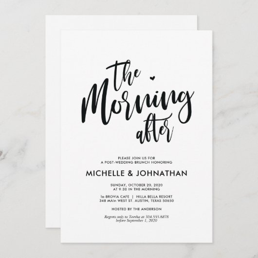 Perfect Calligraphy Post Mariage Brunch Invitation (Devant / Derrière)
