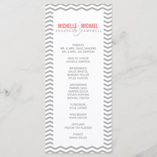 Perfect Chevron/Zig Zag Wedding Programme Programma (Achterkant)