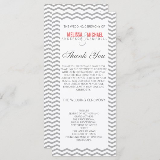 Perfect Chevron/Zig Zag Wedding Programme Programma (Voorkant / Achterkant)
