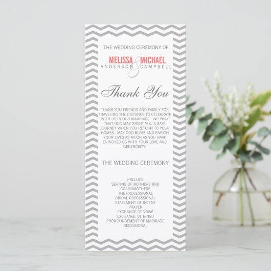 Perfect Chevron/Zig Zag Wedding Programme Programma (Staand voorkant)