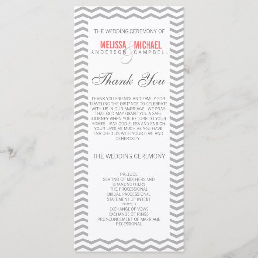 Perfect Chevron/Zig Zag Wedding Programme Programma (Voorkant)