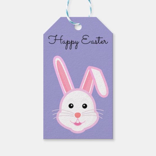 Perfect, Cool Happy Pasen, Paarse Bunny Cadeaulabel (Voorkant)