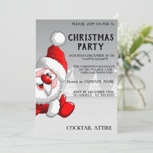 Perfect, Cool, Zilveren Kerstman Uitnodiging (Staand voorkant)