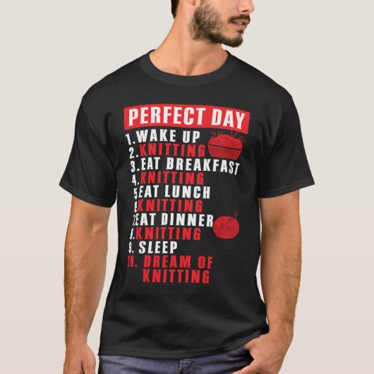 Perfect Day Breakfast Yarn Knitting Needles Knit T-shirt (Voorkant)