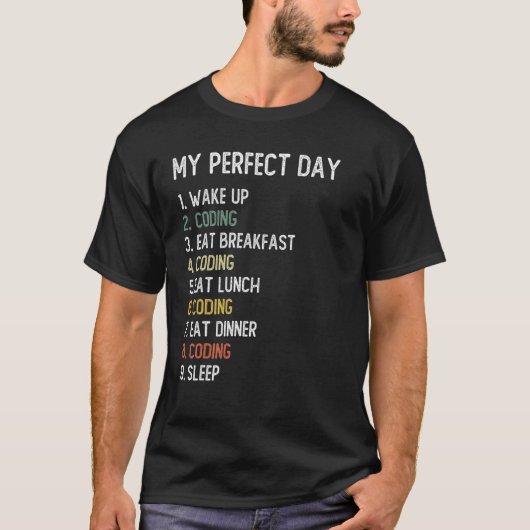 Perfect Day Coding Mannen Jongens Tiener Coding T-shirt (Voorkant)