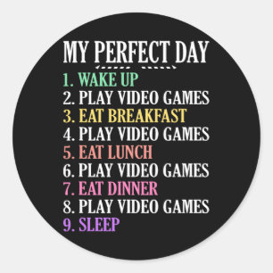 Perfect Day Gaming Kleding Computer Videogame Gee Ronde Sticker